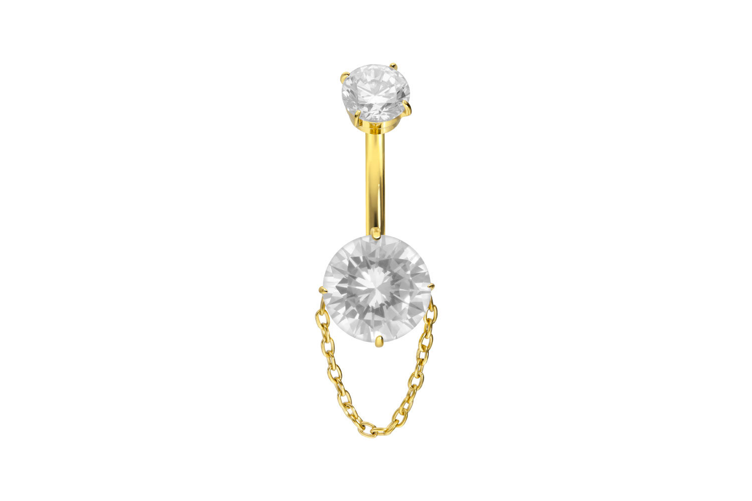 Titan Bananabell Piercing mit Innengewinde EINGEFASSTE KRISTALLE + KETTE